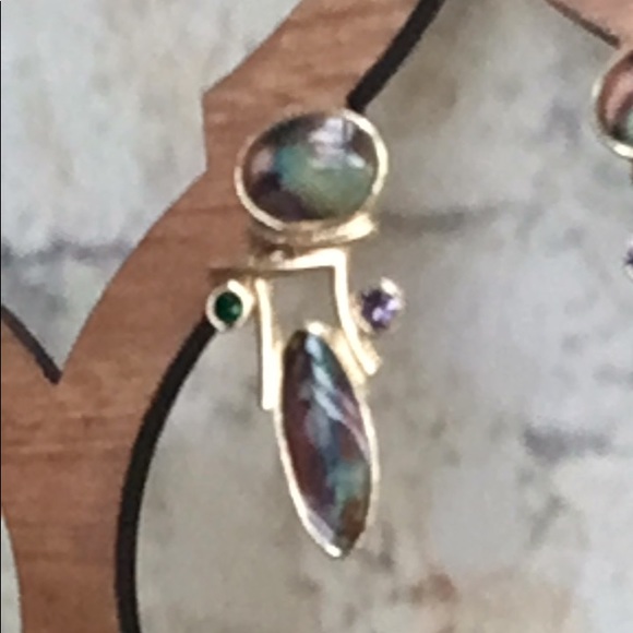 New Unique Abstract Art Deco Resin Drop Earrings - Picture 5 of 9